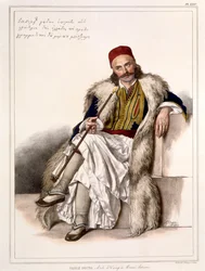 バニラゴーダ、ノティスボタザリスの補佐官キャンプ-プレートXXV、デュマールによって書かれ、図示された「航海àアテネとコンスタンティノープル」からルメルシエによって彫刻された1828